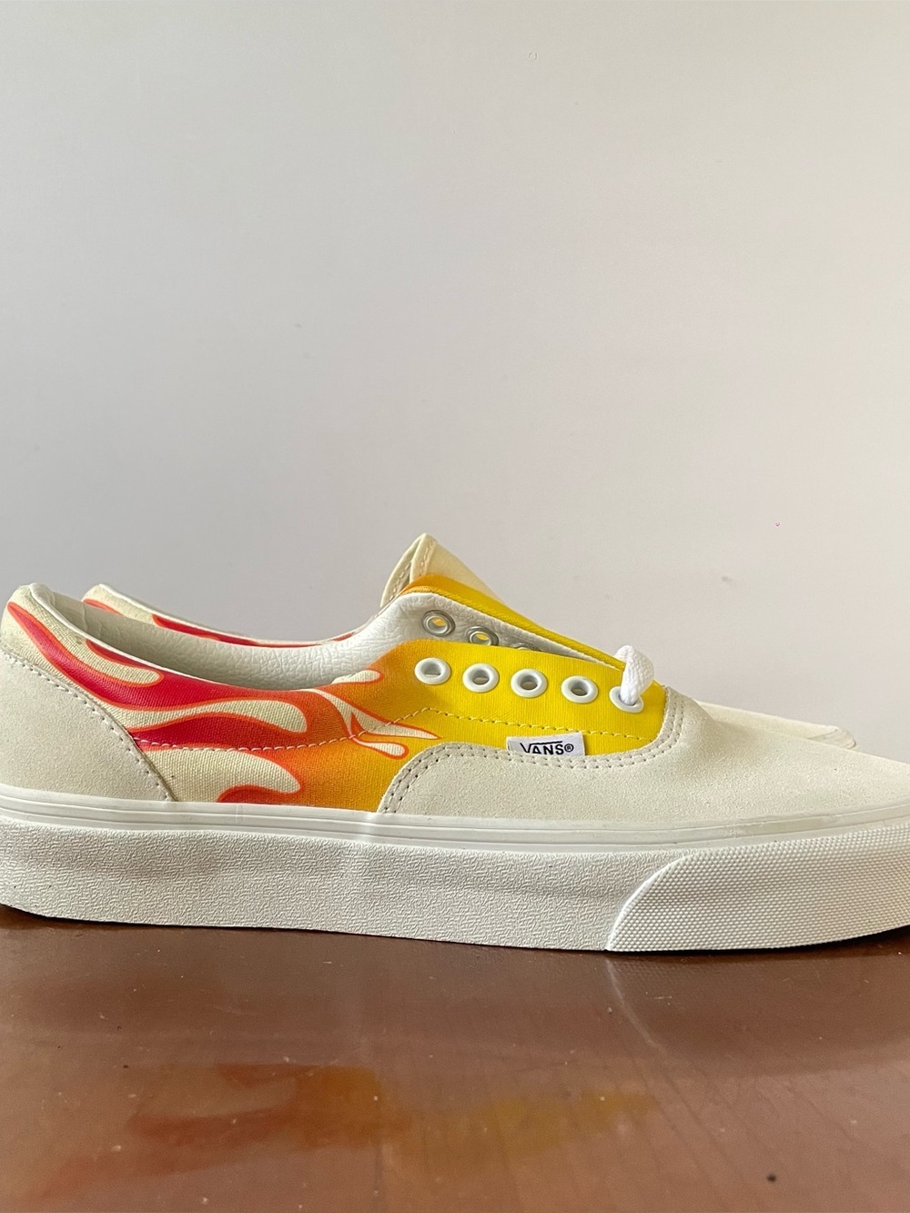 Vans Era Flame Print Yellow/White Canvas Sneakers | US 8.5